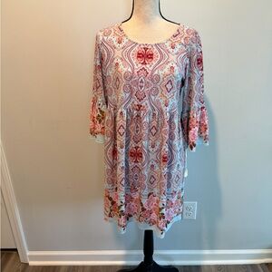 Uncle Frank Paisley Print Bell Sleeve Tie Back Swing Dress Women’s sz Small NWT